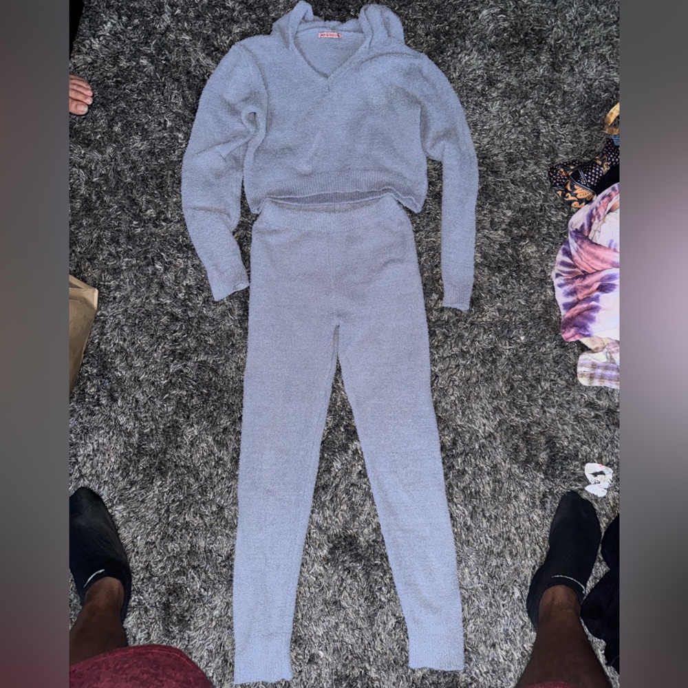 Cozy Gray Knit Sweater and Pants Set